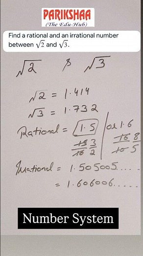 Find Rational and Irrational Numbers between Root 2 and Root 3 | Values of Root 2 and Root 3 #shorts