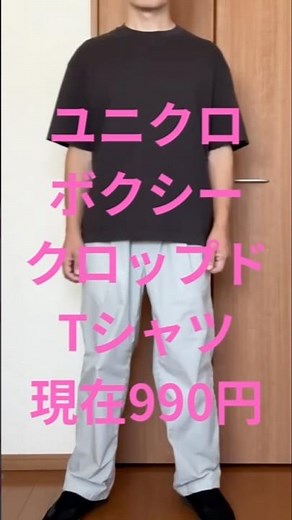 【990円】ユニクロのボクシークロップドTシャツ、結局白も買いました。Tシャツの丈問題に？