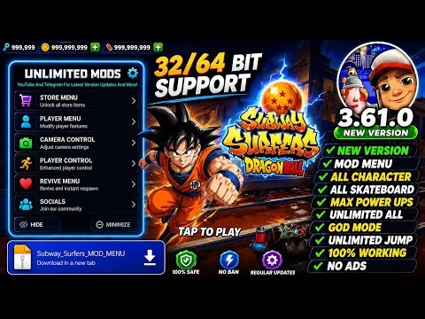 Subway Surfers MOD APK v3.61.0 🔥 GOD MODE + Unlimited Coins 💰 All Characters & Boards Unlocked!