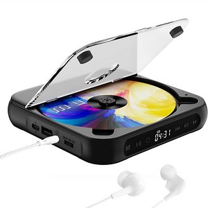 Prociv Portable CD Player, Personal CD Players with Bluetooth for Car & Travel, Rechargeable Small CD Player with Headphones, LCD Touch Screen & Anti-Skip/Shockproof Black