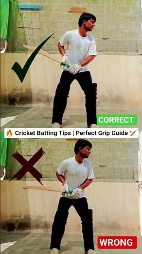 🔥 Cricket Batting Tips | Perfect Grip Guide 🏏 (Correct vs Wrong) 🔥.