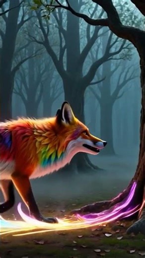 Rainbow Fox in a forest #animated #colors #viral
