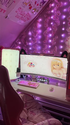 kitty monitor ! ₍^. .^₎⟆ #fyp #cat #cutecore🎀🦴🍮🐾 #pcsetup #canopy