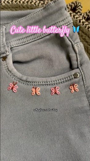 Easy butterfly embroidery on jeans pocket | easy embroidery for beginners #learnembroidery