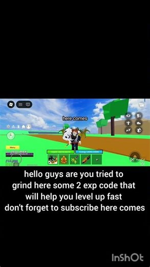 code is in pin comment go getblox fruit 2 exp for level up fast #subscribe #like #roblox #edi