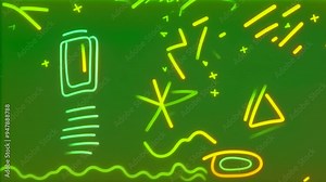 loop animation with hand drawings doodles and scribbles on green template footage can be used for studies education, communication, connection, social network, presentation, performance, entertainment