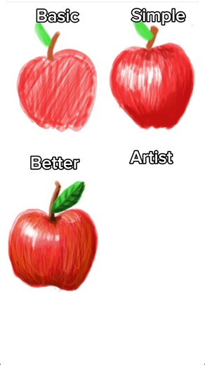Basic vs Better vs ARTIST Apple Drawing Challenge! 🍎🤯 | Digital Art #shorts