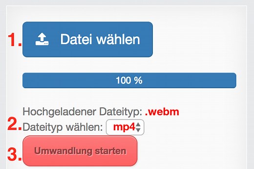 WEBM in MP4 Dateien online Konvertieren
