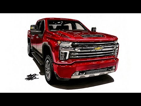 Realistic Car Drawing - 2020 Chevrolet Silverado 2500HD - Time Lapse Drawing Ideas