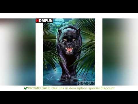 HOMFUN 5D DIY Diamond Embroidery Full Display "Animal Black panther" Diamond Painting Square/Round R