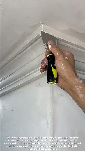 ✨📐 Flawless Crown Molding with LED Lights: Modern Ceiling Transformation #shorts
