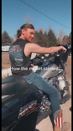 When you husband has been growing the mullet for over a year and then one night we just cut it off into a Mohawk…. Mullet or Mohawk? #mullet #mohawk #goodbyemullet #hellomohawk #tennessee #haircut #fyp #bikeman #harleydavidson #blueheeler #countryboy @matthaisma8