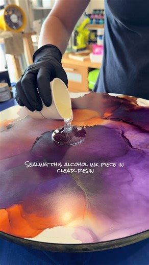 Pouring resin over alcohol ink never gets old 😌 #satisfying #alcoholinkart #resinart #artist #fyp