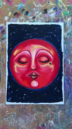 „Blutmond“ Oil Pastel #oilpastel #celestial #satisfyingart #artprogress #whimsical