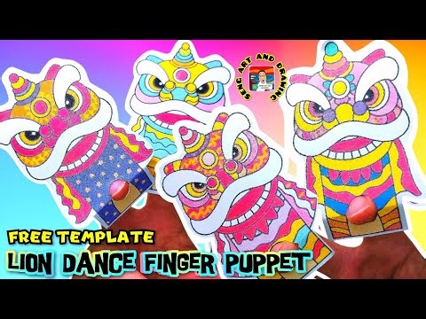 新年手工 free printable lion dance finger puppet － lion dance craft 舞狮手工