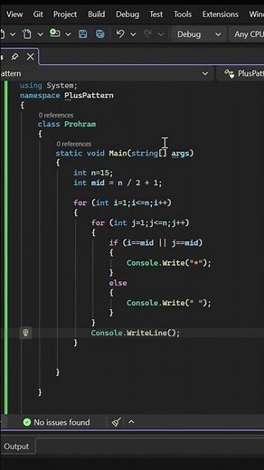 Plus + Pattern in C# Easy Console Program Day 12 #codingforbeginners #coding #programming