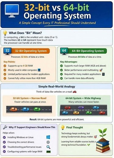 💻 32-bit vs 64-bit – A Simple Concept Every IT Pro Should Know