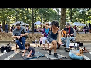 "Buck Dances w/ Rugrats and Dogs" Miss Moonshine & Irish pipes/fiddle/guitar - Farmers Market Band