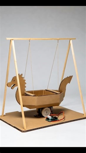 Amazing Cardboard Dragon Swing with DC Motor #automobile #experimnent #dcmotor