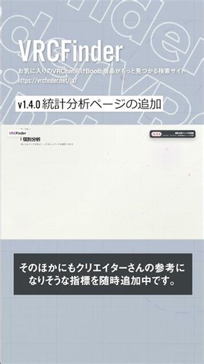 【VRCFinder 1.4.0】VRChatの人気アセット統計ページ公開！Boothクリエイターさん向け Short版 #shorts