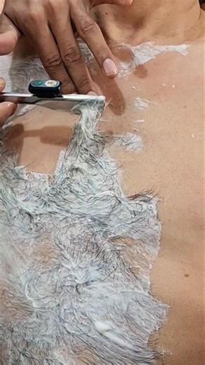 Classic straight razor chest shave |Relaxing grooming #alihaircut #trending #youtube #mensgrooming