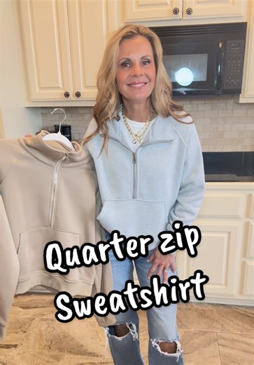 I love this fleece quarter zio! Perfect with jeans or sweatpants! I’m in a small. #womensfashion #fashiontiktok #quarterzip #over50 #sweatshirt