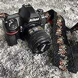 Padwa Lifestyle Colorful Crochet Camera Strap - 2" Full Grain Leather Ends Camera Straps for Photographers, Vintage Embroidered Cotton Soft Suede Fabric Padded Strap Quick Release fits All Cameras