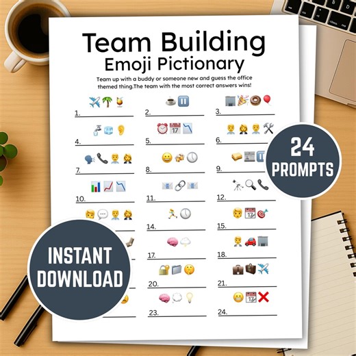 Team Building Emoji Game, Office Party Icebreaker Emoji Pictionary, Workplace Teamwork Activity, Fun Printable Corporate Event Game - Etsy