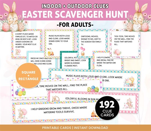 Adult Easter Scavenger Hunt, Adult Easter Treasure Hunt, Adult Easter Hunt Easter Clues, Easter Egg Hunt for Adults, Adult Easter Hunt - Etsy