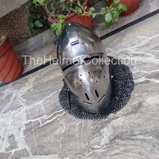 Medieval Italian Bascinet Klappvisor Helmet – Buhurt Fighting Chainmail - Etsy