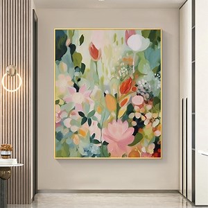 Large Original Green Flowers Oil Painting on Canvas, Abstract Modern Floral Acrylic Painting, Boho Decor, Living Room Wall Art, Home Decor - Etsy