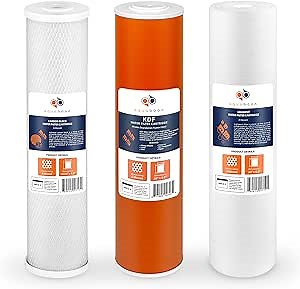 Aquaboon Whole House Water Filter Cartridge Set - 5 Micron Water Filter 20 x 4.5" Sediment, CTO and KDF Replacement Water Filters Compatible with EP20-BB, 2C-20BB, 155358-43, DGD-5005-20
