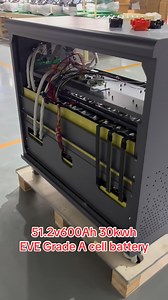 The 51.2V600Ah 30kwh solar-powered home energy storage lithium battery features flexible wheels and a touch-screen display. It can also be connected to a Wi-Fi network to check the battery level. Made with A-grade EVE cells, it can withstand up to 8,000 charge-discharge cycles and has a lifespan of over ten years. This battery will help you avoid paying expensive electricity bills for the next ten years. | Sun Chaofan Battery