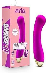 Blush Aria Bangin' AF 7.25" Curved G-Spot Vibrator, Puria Silicone Sleek Massager, 10 Powerful Rhythms, Magna Charge, Waterproof, Portable Vulva Stimulator - Adult Sex Toy for Women, Couples -(Purple)