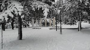 Circle of columns in a city park.