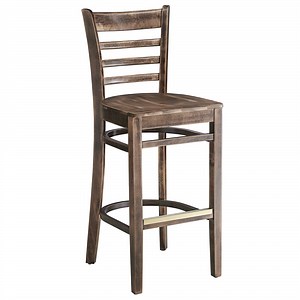 Lancaster Table & Seating Vintage Finish Wood Ladder Back Bar Stool with Vintage Wood Seat - Assembled