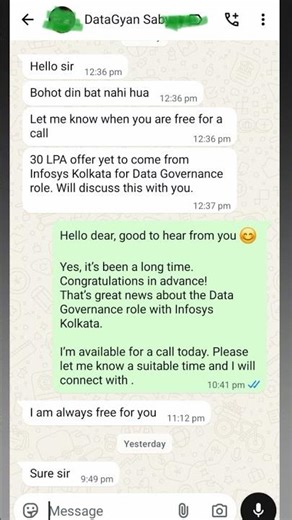 Congratulations on your new role at Infosys as Data Governance Specialist with 30 LPA package!