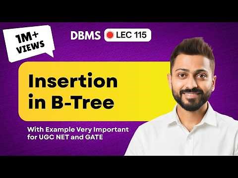 Lec-115: Insertion in B-Tree with example in Hindi