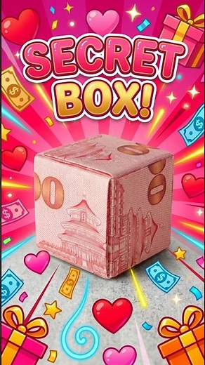 Secret Treasure Box! 🎁 Money Origami 🤫 #Shorts #MoneyOrigami #TreasureBox