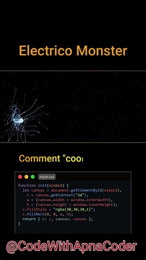 Electrico Monster ⚡ Insane JavaScript Canvas Animation #shorts #html #coding #webdevelopment