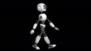 A humanoid walking robot.  Looped 2D animation. Alpha channel. Isolated on transparent background. | Premium Stock Video Footage