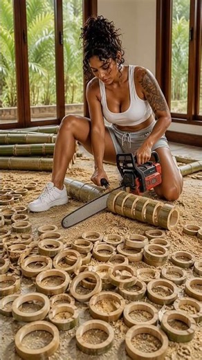 Luxury Transparent Epoxy Floor with Bamboo Rings | Timelapse #diy #satisfying #epoxyflooring