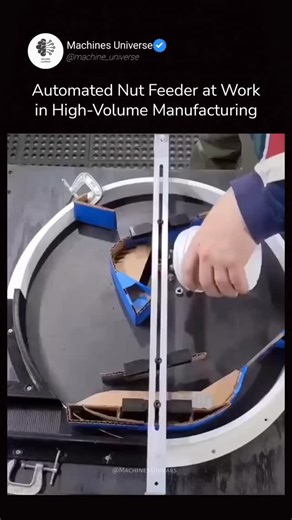 Machine | Learning | Knowledge on Instagram: "Automated Nut Feeder at Work in High-Volume Manufacturing 🔥 Hook This machine never gets tired… and never misses 👀 ⚙️ On-Screen Text (Flow) Bulk nuts loaded in seconds Orientation and sorting happen automatically Perfectly timed delivery to the assembly line Zero downtime, maximum efficiency 📝 Caption In high-volume manufacturing, speed and accuracy are everything. This automated nut feeder keeps production moving by sorting and feeding fasteners 