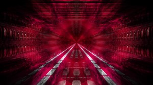 3d abstrato digital tecnologia animado vermelho luz partículas em vermelho gradiente fundo.