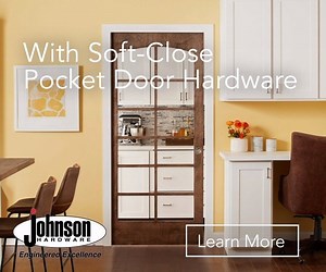 Johnson’s 1060SOFT Soft-Close hardware works like a cabinet door closer to prevent slamming & pinched fingers. Combine with the 1500 Pocket Door Frame to close doors smoothly. Check your local retailer for availability. #pocketdoor #soft-close https://bit.ly/2WFJTcHB | Johnson Hardware