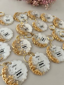 Elegant Gold Wedding Keychain Favors: Bridal Shower Gifts - Etsy