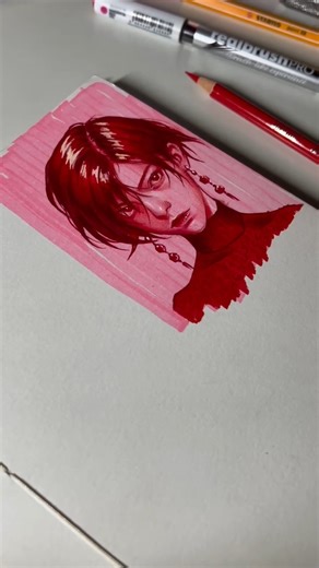 Red Portrait Drawing – Marker Art Process #art #movie
