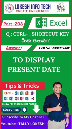 WHAT IS CTRL + ; SHORTCUT KEY?