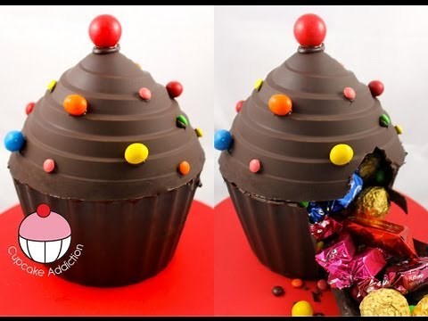 Make A Giant Cupcake Pinata from Chocolate! - A Cupcake Addiction How To Tutorial