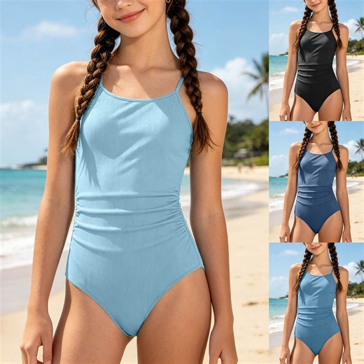 jiaxiM Girls Swimsiut One Piece Cut Out Toddler Girl Bathing Suit Drawstring Bottoms Ruched Color Block Swimsuit Quick Dry Mesh Summer Swimwear